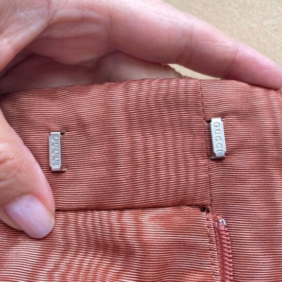 Gucci Orange Taffeta Moire Pleated Barrel Leg Pants - 36/25" Waist 🇮🇹 - Picture 5 of 15